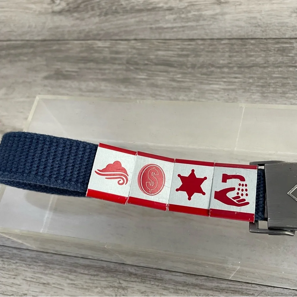 Boyscouts Blue Web Belt Size 28 with 9 Merit Metal Slides Sliders